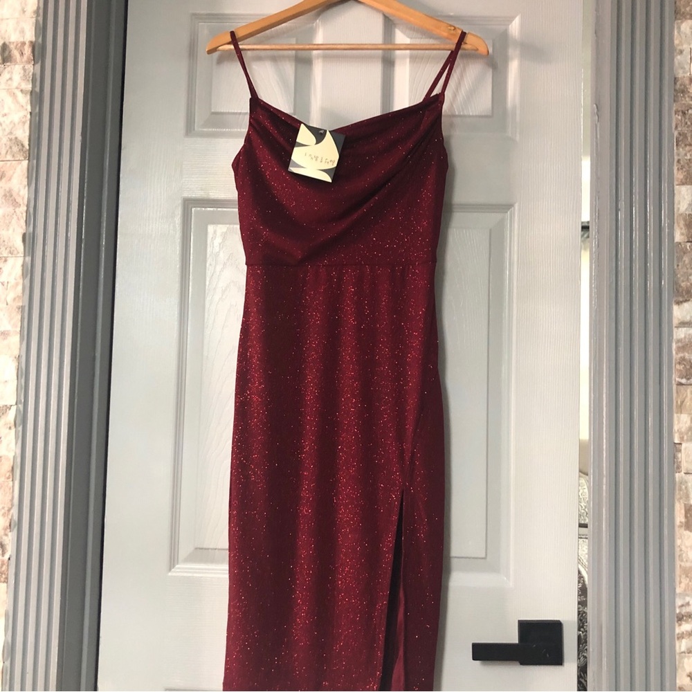 Red dress Size M, formal occasion sequin polyester Inspired Hearts